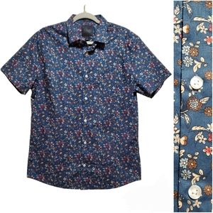 01. ALGO Non-Iron Stretch Floral Men's Short Sleeve Button Down Shirt